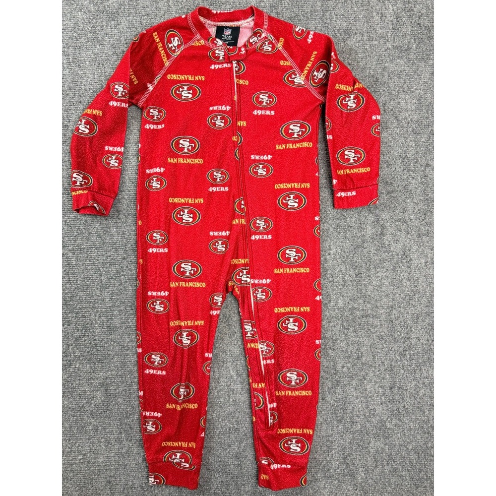 San Francisco 49ers Toddler Pajamas Size 3T‎ Red Fleece Sleeper NFL Football